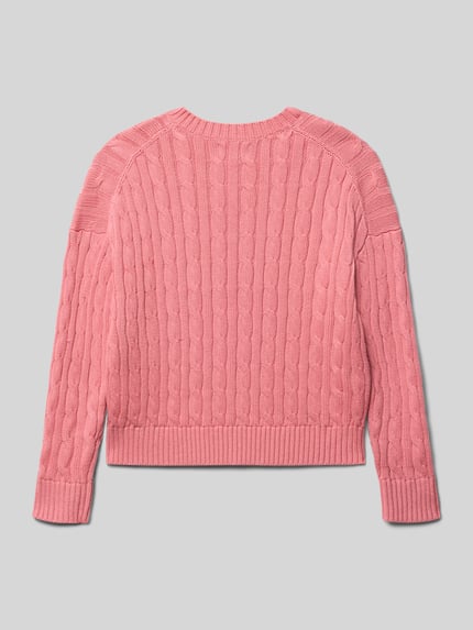 Productfoto, Regular Fit gebreide pullover uit puur katoen met kabelpatroon, effen kleur, Polo Ralph Lauren Teens