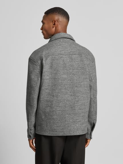 Selected Regular fit overhemdjack met wol Model 'MITCH' Zilver - 5