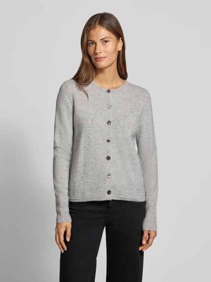 Christian Berg Woman Cardigan aus Wolle mit Rundhalsausschnitt Hellgrau Melange 4