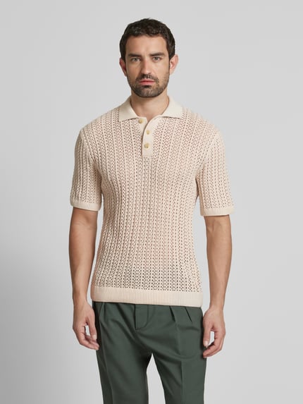 JACK & JONES Premium Poloshirt mit Strukturmuster Modell 'JOEL' Offwhite 4