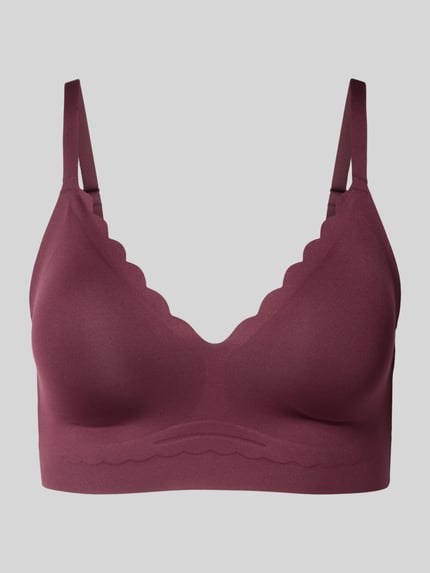 Produktfoto, Bandeau-Top mit Wellensaum Modell 'SENSATION' von SKINY in Dunkelrot, glatte Struktur, vorgeformte Cups, Stretch-Material-Mix