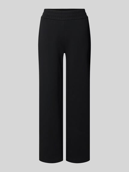 Produktfoto, Sweatpants mit elastischem Bund und Logo-Print von ARMANI EXCHANGE, czarny kolor, krój straight fit, elastyczny pas, logo, boczne kieszenie, długość wewnętrzna nogawki w rozmiarze S: 72 cm
