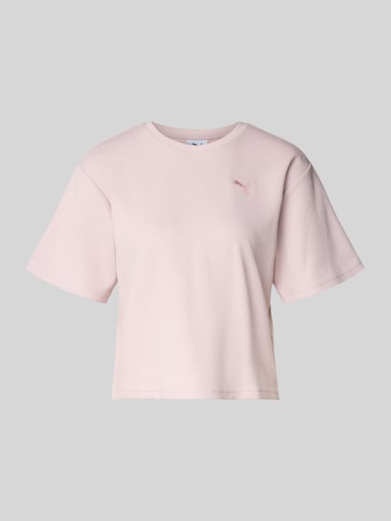 PUMA t-shirt o kroju relaxed fit z szydełkowej koronki Różowy 2