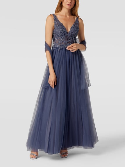 Mascara Abendkleid mit Stola Bleu 1