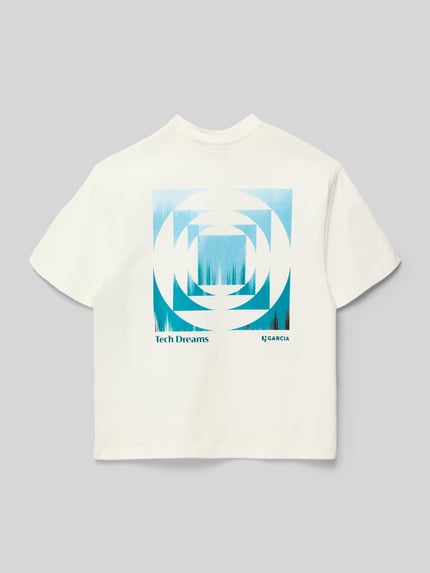 Garcia t-shirt o kroju relaxed fit z nadrukiem z logo Złamany biały 3