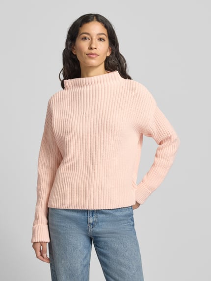 Selected Regular fit pullover met turtleneck van katoenmix, model 'SELMA' Roze - 4