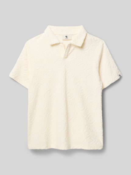 Produktfoto, Regular Fit Poloshirt mit Strukturmuster von Garcia aus Baumwoll-Mix in Creme, Polokragen, Kurzärmelig, Rückenlänge 57 cm bei Größe 140