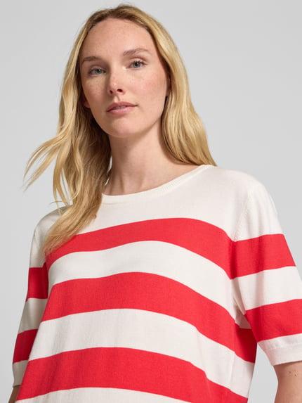 FREE/QUENT Sweter z dzianiny z prążkowanymi wykończeniami model ‘Pixie’ Czerwony 3