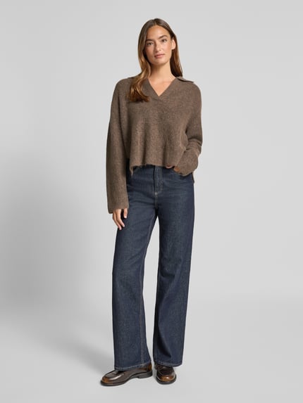 MOS MOSH Gebreide pullover van Mix van wol en alpaca Model 'Thora Aidy' Taupe - 1