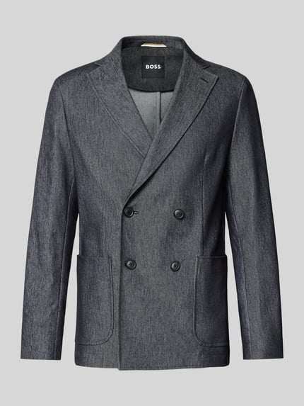 BOSS Marynarka na dwa guziki o kroju slim fit z mieszanki bawełny model ‘HANRY’ Granatowy 2