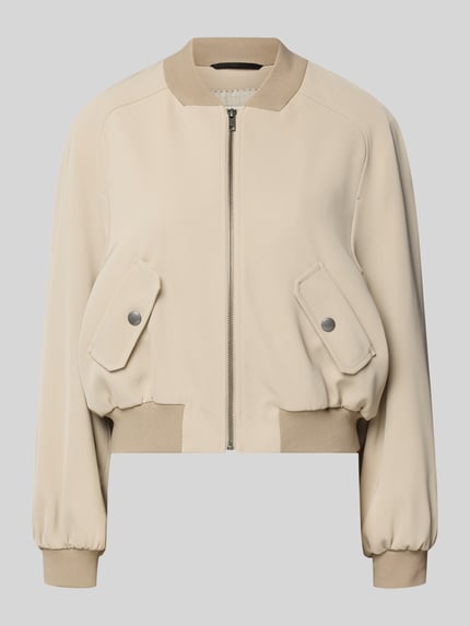 Productfoto, beige Jacke met klepzakken model 'MARHAM' van Drykorn, materiaal-mix met stretch, regular fit, opstaande kraag, ritssluiting, structuur glad textiel