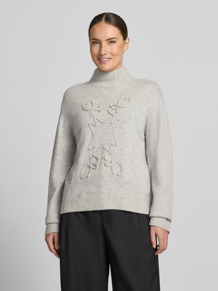 Christian Berg Woman Strickpullover mit Stehkragen Hellgrau Melange 4