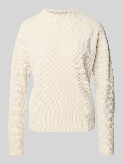Produktfoto, Relaxed Fit Sweatshirt mit Stehkragen Modell 'Serata' von OPUS, elastischer Viskose-Mix, Strukturmuster, cremefarben