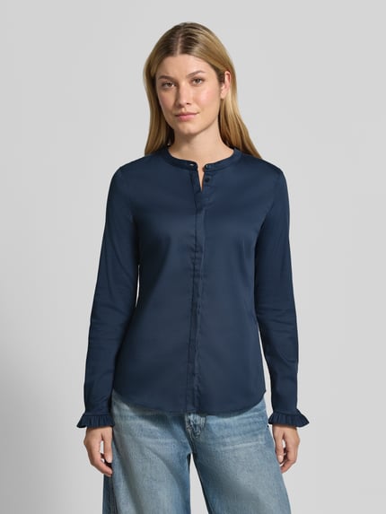 MOS MOSH Bluse mit Mao-Kragen und Rüschenärmeln Modell 'Mattie' Marine 4