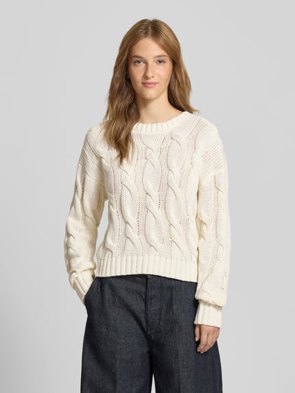 NOISY MAY® Regular fit pullover in gebreide look, model 'Finn' Offwhite - 4