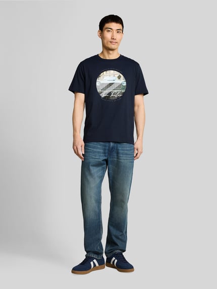 Tom Tailor męski t-shirt o kroju regular fit z czystej bawełny Granatowy 1