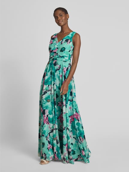 Vera Mont Abendkleid mit V-Ausschnitt Dunkelblau 1