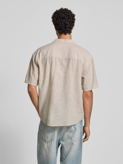 ONLY & SONS Relaxed Fit Freizeithemd aus Baumwoll-Leinen-Mix Modell 'CAIDEN' Beige 5