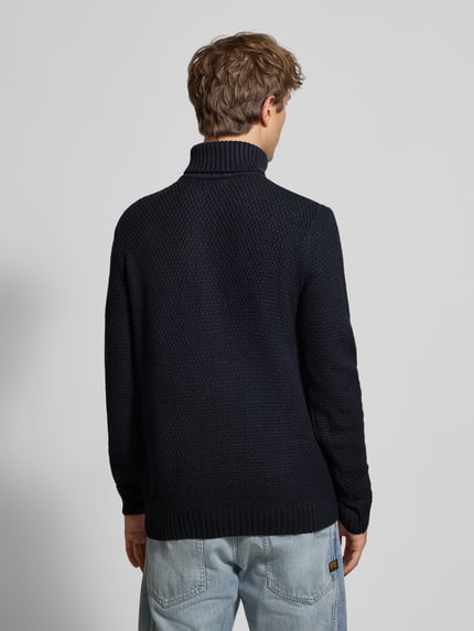 JACK & JONES Rollkragenpullover mit Zopfmuster Modell 'PAUL' Marine 5