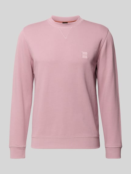 Produktfoto, Regular Fit Sweatshirt aus reiner Baumwolle Modell 'WESTART' von BOSS Orange, Optik: Unifarben, Rundhals, Langarm, Label-Stitching, elastische Bündchen, Feinripp-Struktur