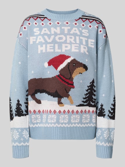 ONLY Weihnachtspullover mit Motiv-Print Bleu 1