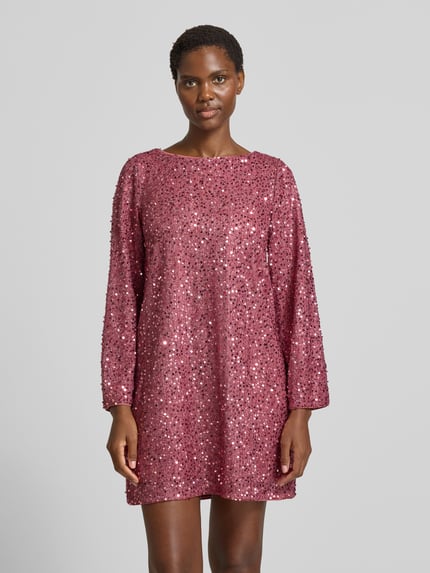 VERO MODA Sukienka wieczorowa o lejącym kroju z cekinowym obszyciem model ‘NAJA’ Różowy 4