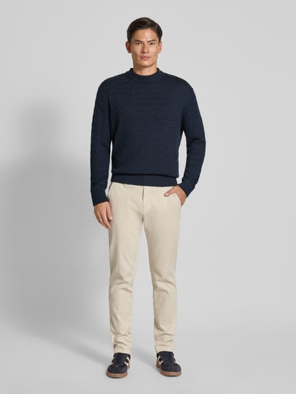 Selected Relaxed Fit Pullover aus reiner Baumwolle Modell 'PHILIP' Dunkelblau 1