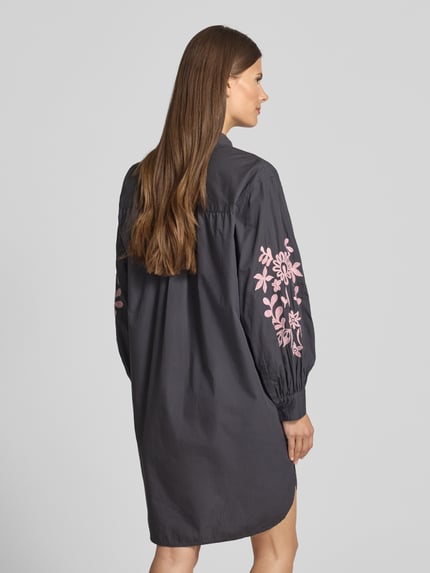 Jake*s Casual Knielange overhemdjurk met stitchings Donkergrijs - 5