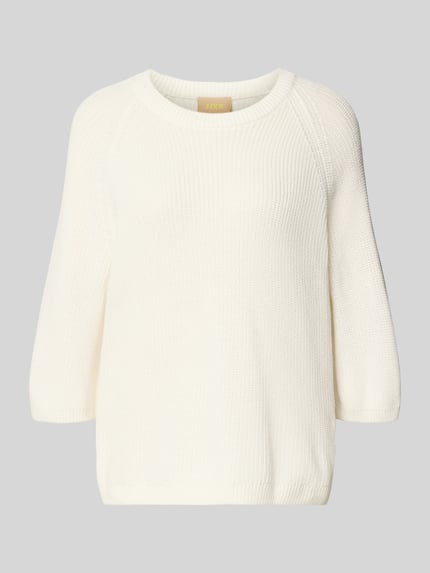 Produktfoto, Oversized Strickpullover aus reiner katoen Modell 'MARGE' van JJXX, dames, tricotlook, ribboorden, kleur wit