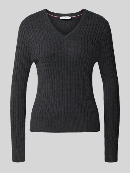 Produktfoto, zwarte regular fit pullover uit pure katoen Regular Fit Pullover aus reiner Baumwolle van Tommy Hilfiger, Dames