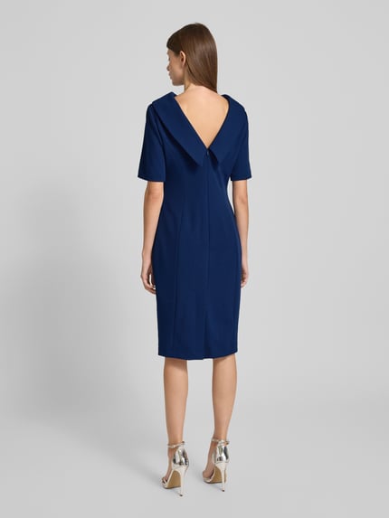 Adrianna Papell Knielange cocktailjurk met opstaande kraag Marineblauw - 5