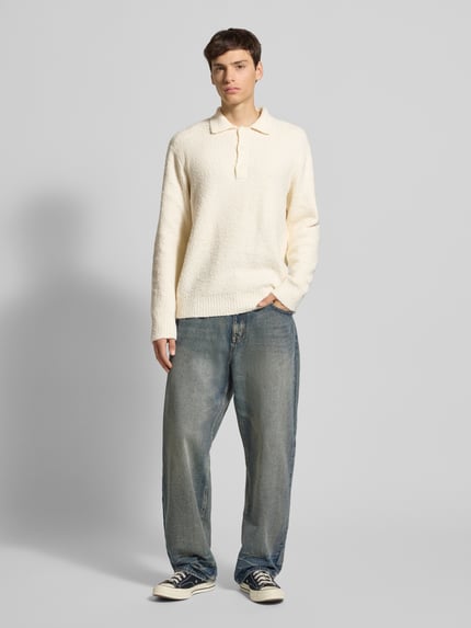 ONLY & SONS Relaxed Fit Strickpolo aus Baumwoll-Mix Modell 'DALE LIFE' Offwhite 1