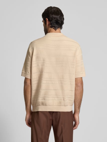 Selected Relaxed fit poloshirt van puur katoen, model 'FOAM' Beige - 5