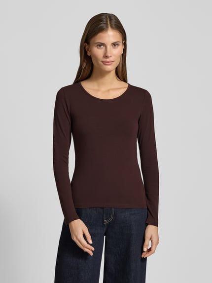 ZABAIONE Longsleeve mit geripptem Rundhalsausschnitt Hellbraun 4