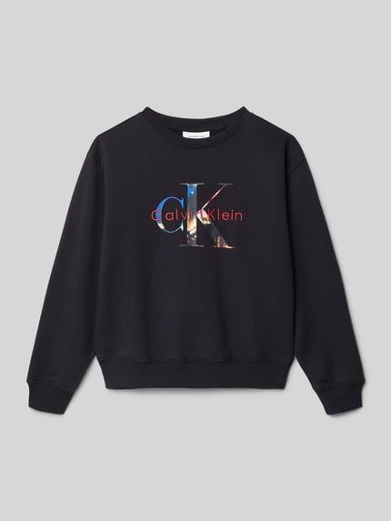 Calvin Klein Jeans Sweatshirt mit Label-Stitching und Rundhalsausschnitt Black 1