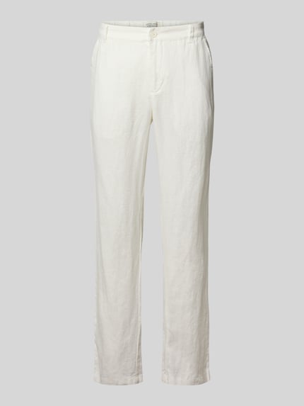 Produktfoto, Leinenhose mit Eingrifftaschen Modell 'Pandrup' von Casual Friday, Reines Leinen, Regular-Fit, Farbe Weiß, glatte Textur