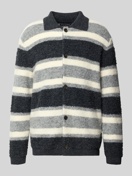 Marc O'Polo Strickjacke aus Schurwolle mit Umlegekragen Mittelgrau 2