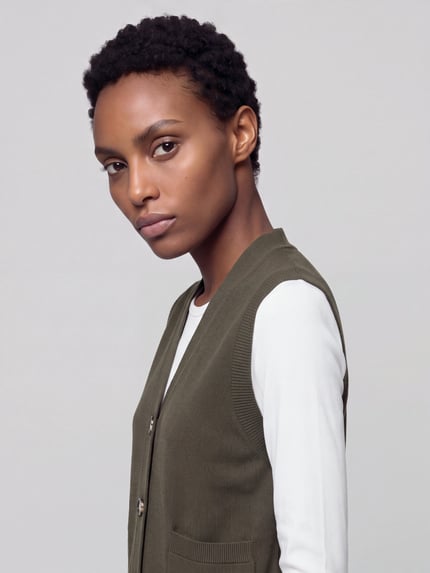 VERO MODA Strickweste mit V-Ausschnitt Dunkelgruen 3