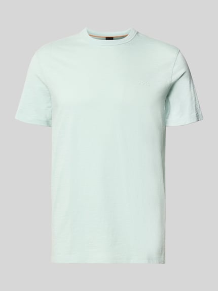 Productfoto, Regular Fit T-Shirt aus reiner Baumwolle Modell 'TEGOOD' van BOSS Orange, effen lichtblauw, logodetail, ronde hals, korte mouw