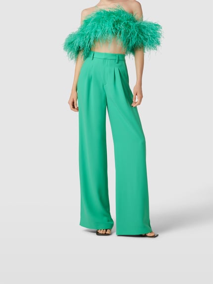 New Arrivals by Ilkyaz Ozel Stoffen broek met bandplooien Appeltjesgroen - 4