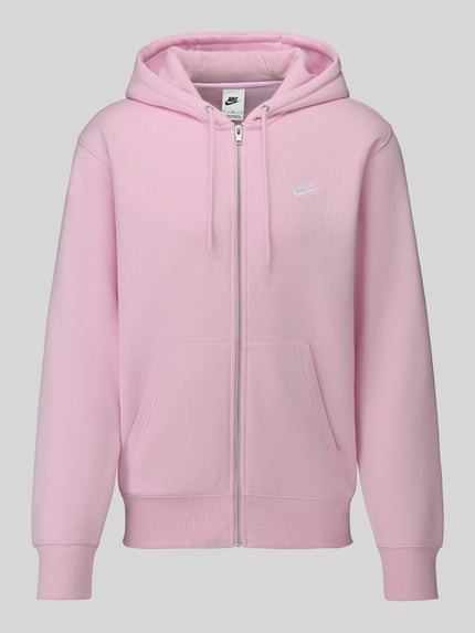 Produktfoto, Regular Fit Sweatjacke aus Baumwoll-Mix von Nike, hellrosa, Kapuze, glatte Textur, Herren Sweatjacke von Nike