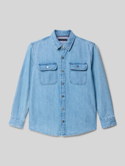 Tommy Hilfiger Teens Koszula jeansowa o kroju regular fit z czystej bawełny Niebieski 1