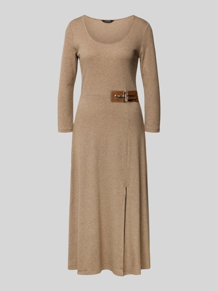 Lauren Ralph Lauren Midikleid mit Rundhalsausschnitt und 3/4-Arm Beige 2