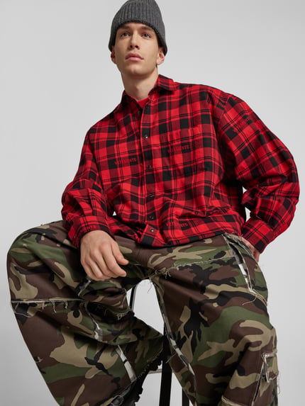 VETEMENTS Vrijetijdsoverhemd met labelprint Rood - 3