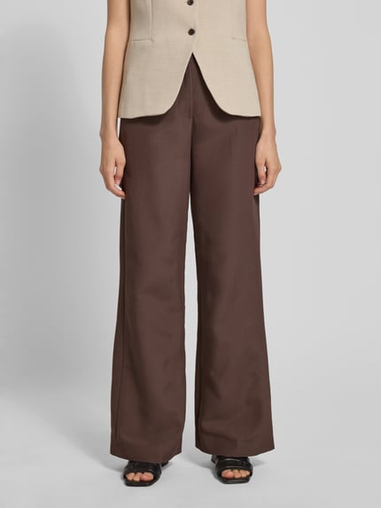 Weekend Max Mara Wide leg stoffen broek met katoen, model 'BALLO' Donkerbruin - 4