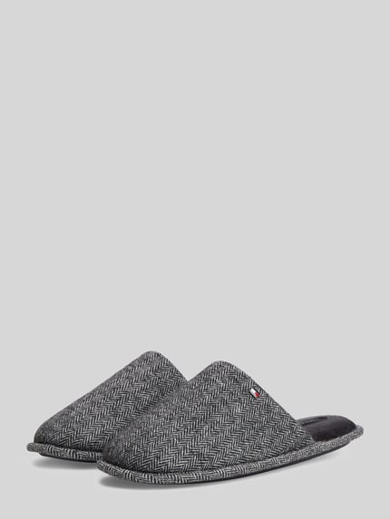 Tommy Hilfiger Hausschuh mit weichem Fleecefutter Mittelgrau 1