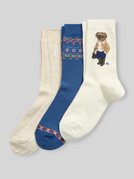 Polo Ralph Lauren Socken mit Bärenmotiv im 3er-Pack Offwhite 1
