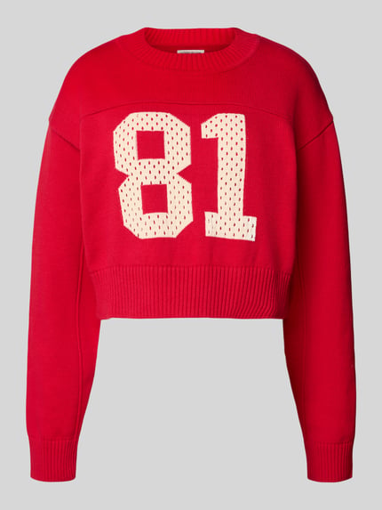 Korte gebreide pullover met ronde hals Shop The Look MANNEQUINE