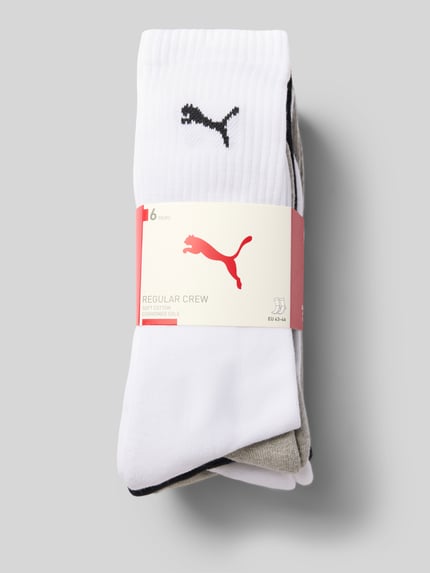 Produktfoto, Socken aus Baumwoll-Mix im 6er-Pack von PUMA in Weiß, Grau und Schwarz mit strukturierter Oberfläche, Herren Socken von PUMA