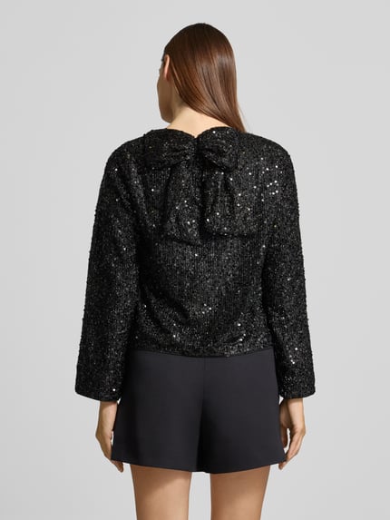 VERO MODA Regular Fit Langarmshirt mit Pailletten-Besatz Modell 'NAJA' Black 5